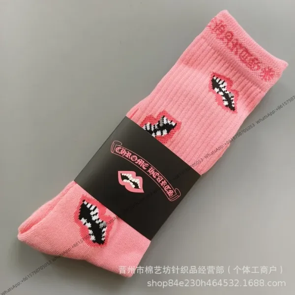 Chrome Hearts Lips Print Pink Socks - 1