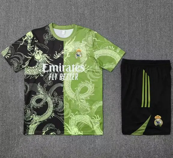 Unbranded Matching Sets Short-Sleeve Football Training Kit — 2526h Horse Black Green Special Edition