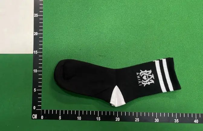 GRA White Crew Socks with Black Stripes and Logo - 6