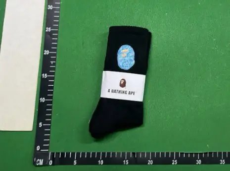 GRA White Crew Socks with Black Stripes and Logo - 13