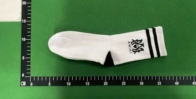GRA White Crew Socks with Black Stripes and Logo - 7