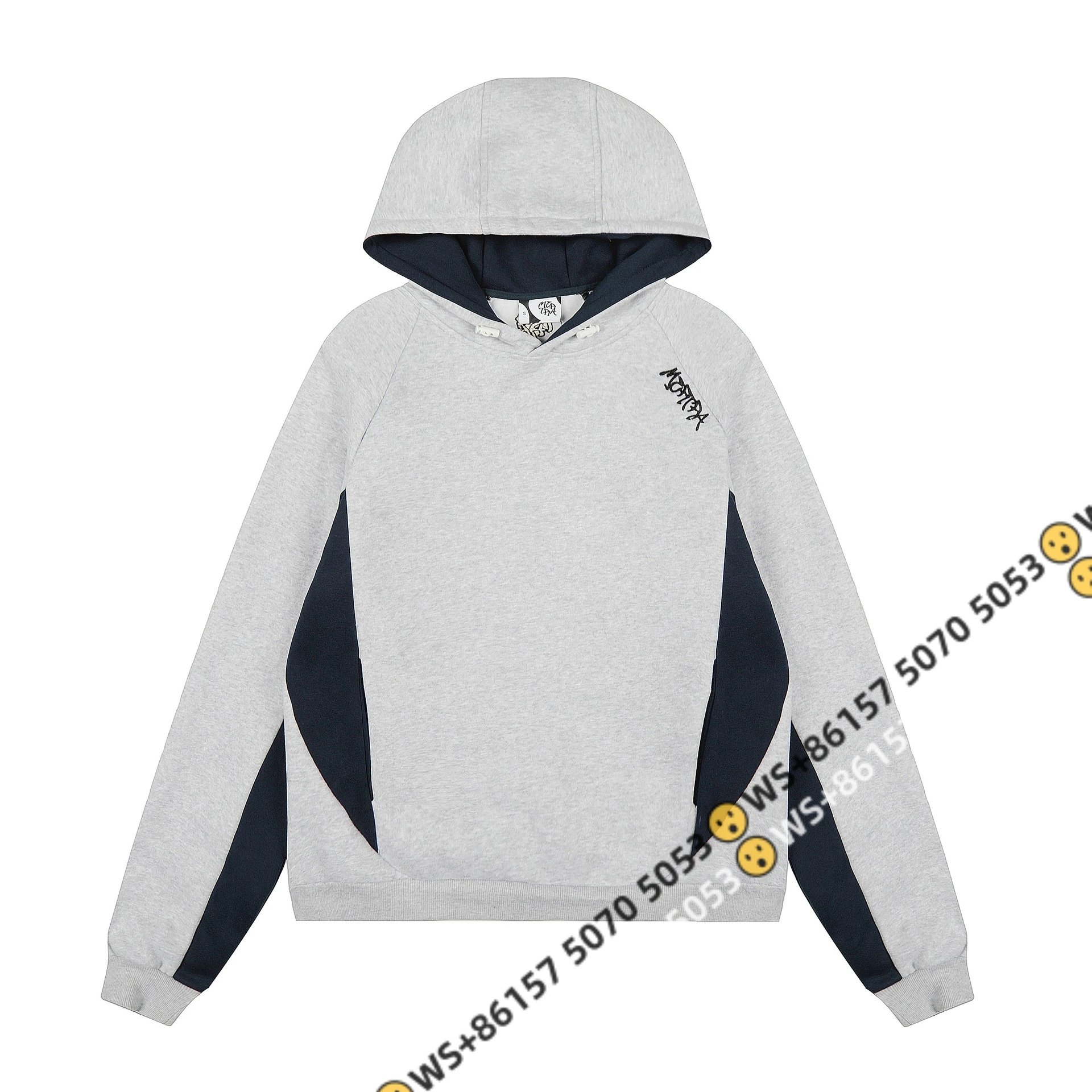 AAS Hoodies & Sweatshirts Color-block pullover hoodie — H 052 Gray mixed with blue
