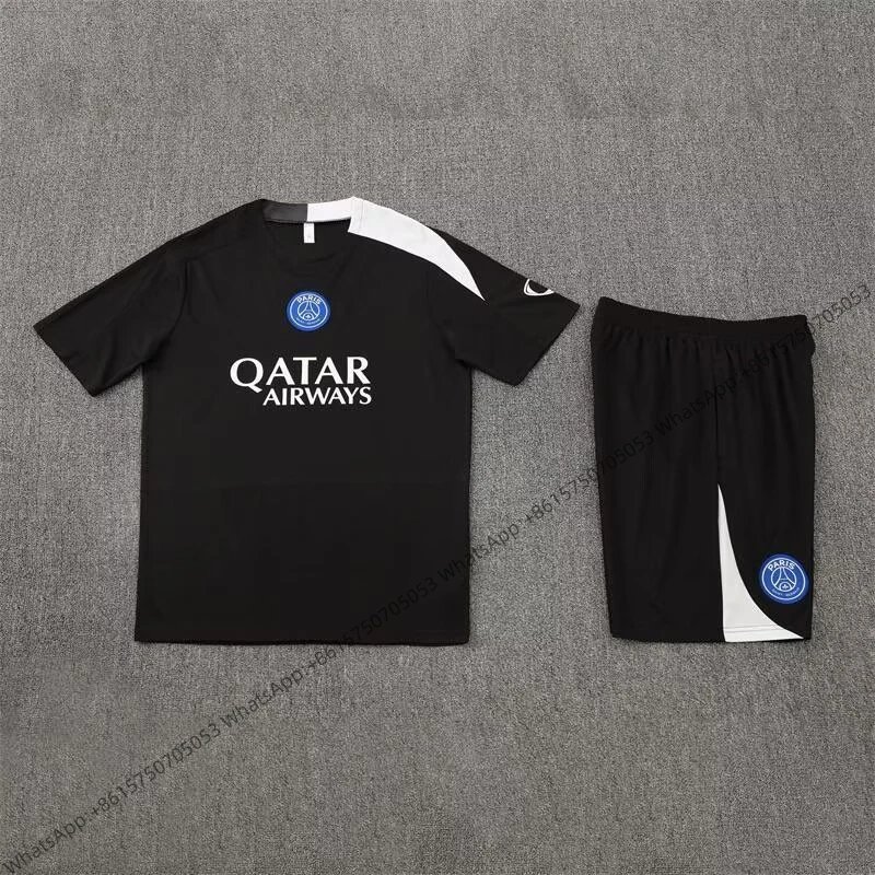 Unbranded Matching Sets Short-Sleeve Football Training Kit — 2526 Paris Black (T90 model)