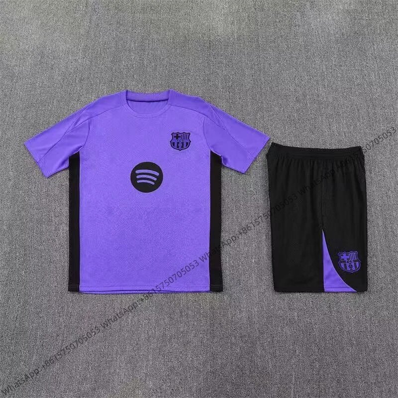 Unbranded Matching Sets Short-Sleeve Football Training Kit — 2526 Barcelona Dark Purple