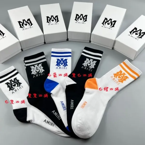AMIRI Logo Stripe Crew Socks Multicolor - 1