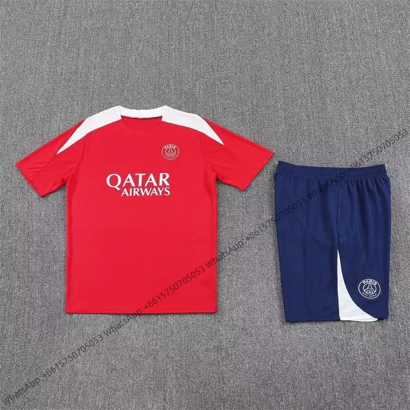 Unbranded Matching Sets Short-Sleeve Football Training Kit — 2526 Paris Red