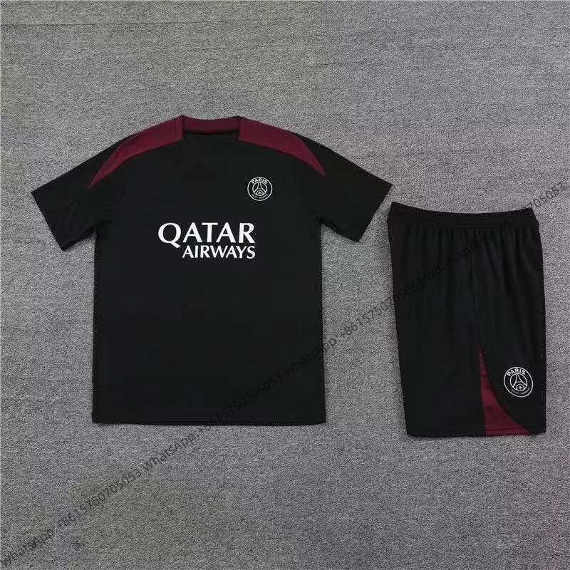 Unbranded Matching Sets Short-Sleeve Football Training Kit — 2425 Paris Black