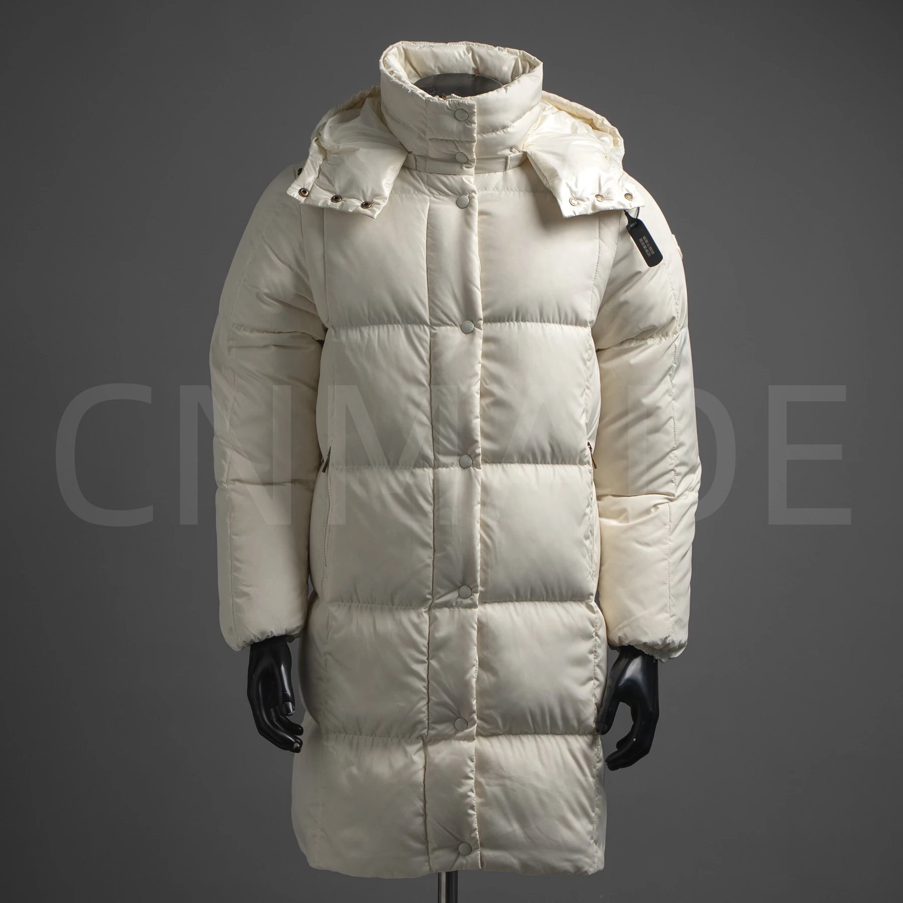 MC M0ncler黑巧白巧Litte方形绗缝长款连帽羽绒服