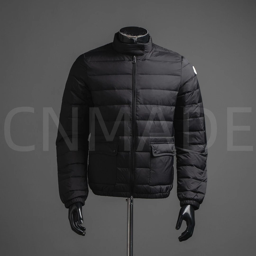 Lans系列立领排骨双口袋羽绒服-黑色