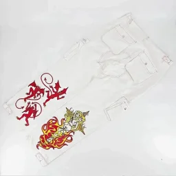 thumbnail for Minustwo Devil cargo pants 黑白双色恶魔刺绣工装裤