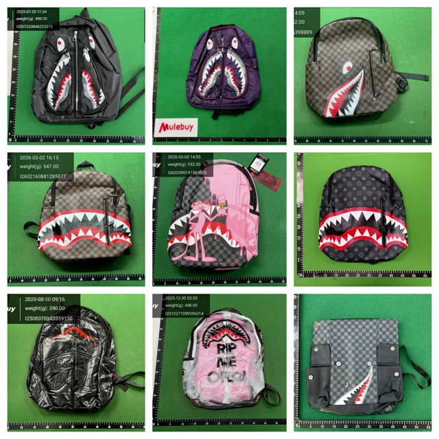 Unbranded Backpacks Shark-mouth graphic checkerboard backpack product detail image 1