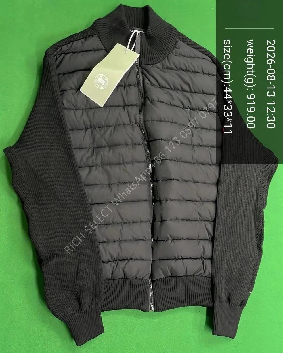 Moncler Jackets Hooded quilted down-knit hybrid jacket — Goose-Knitted black
