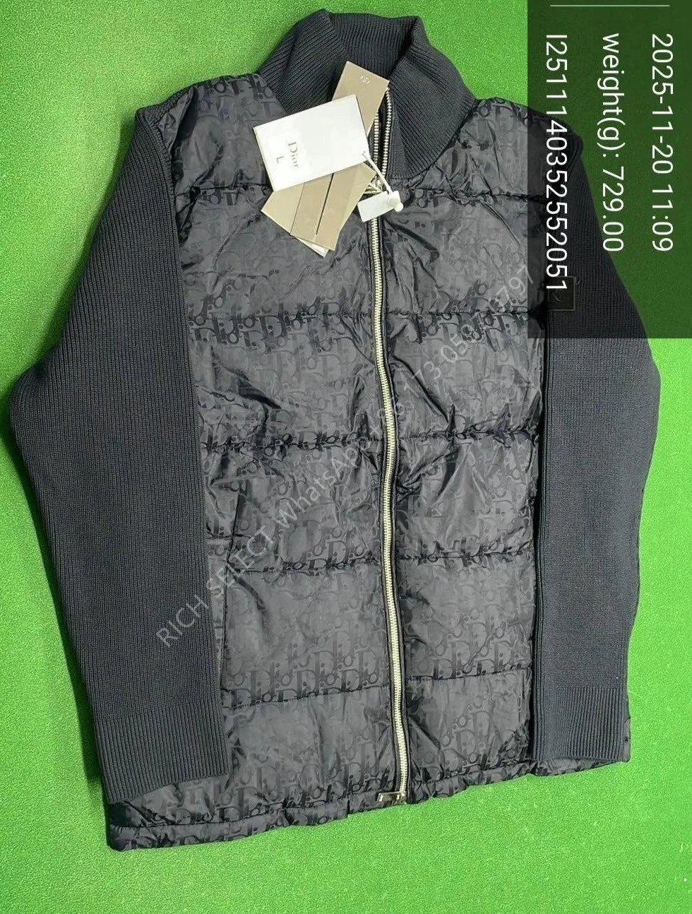 Moncler Jackets Hooded quilted down-knit hybrid jacket — DIOR-knitted blue
