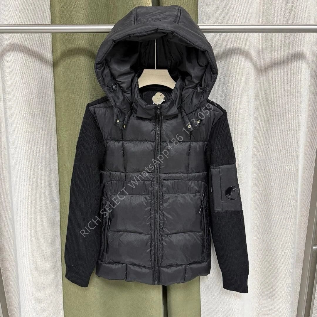 Moncler Jackets Hooded quilted down-knit hybrid jacket — CP-Hooded black
