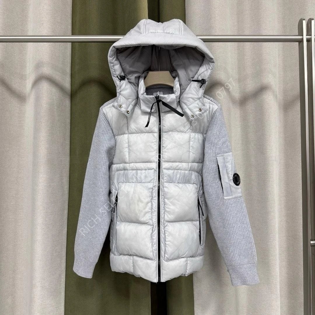 Moncler Jackets Hooded quilted down-knit hybrid jacket — CP-Hooded gray