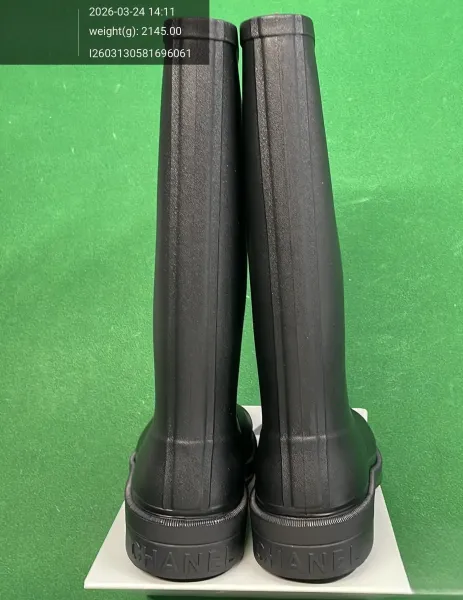 Burberry Check-Trim Rain Boot Black - 10