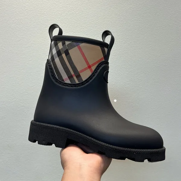 Burberry Check-Trim Rain Boot Black - 1