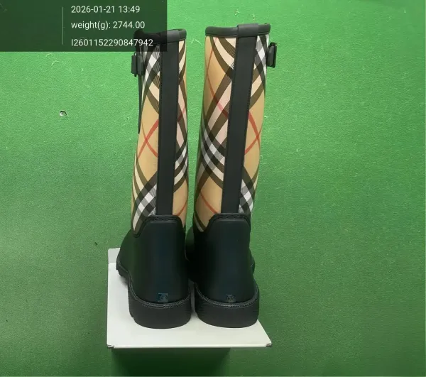 Burberry Check-Trim Rain Boot Black - 4