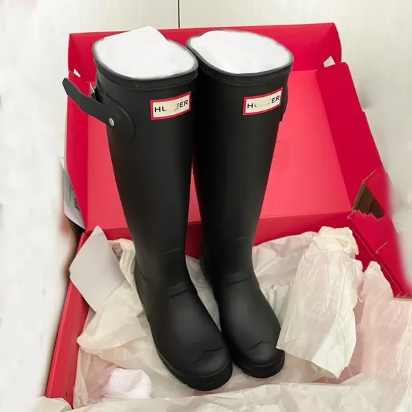 Design Hunter Original Tall Black Rain Boots Knee Boots - 1