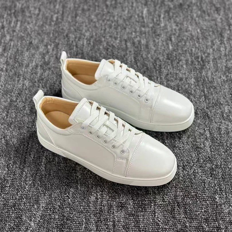Unbranded Sneakers Low-Top Lace-Up with Studded Toe Cap — White leather surface