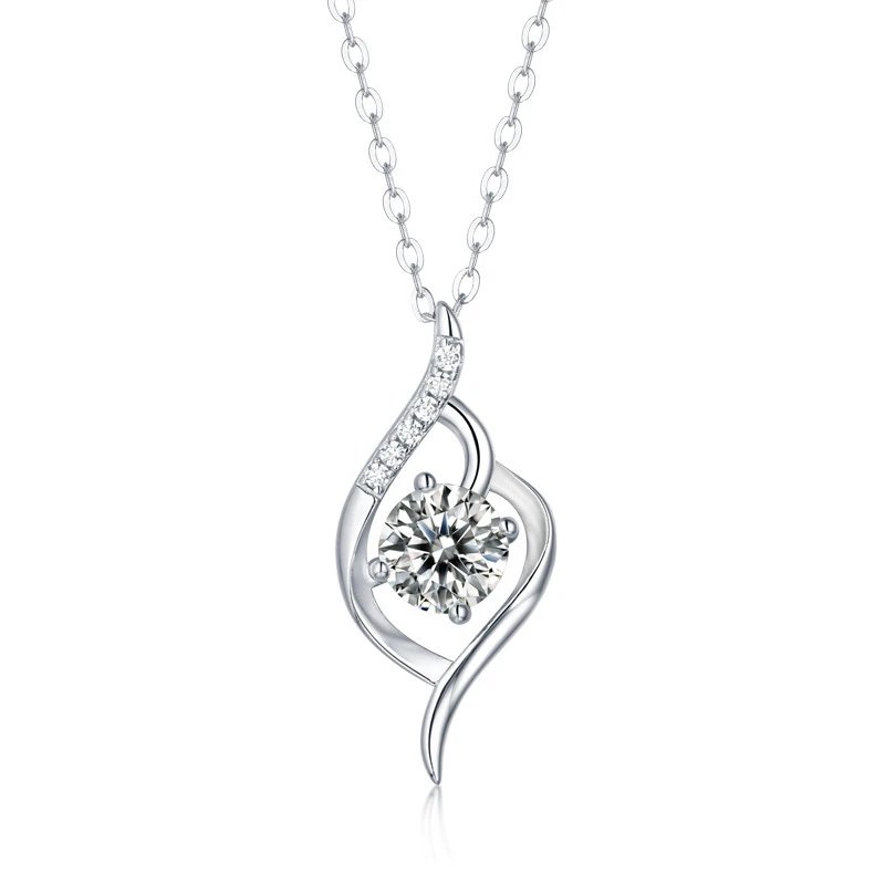 Unbranded Jewelry Moissanite Pendant Necklace — (S 925 Sterling Silver Mossam P 10472-6.5 mm 1 Carat