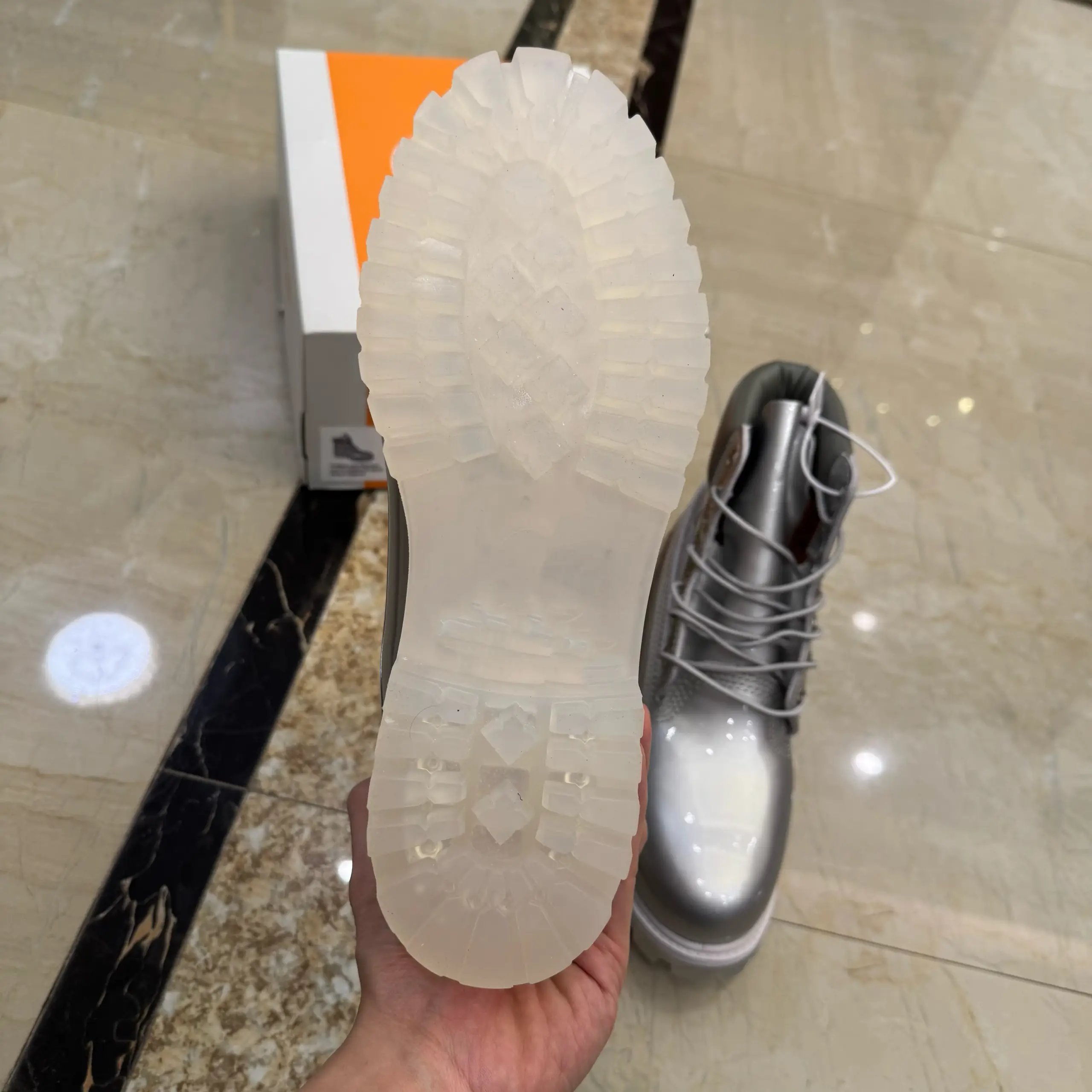 Unbranded Boots Glossy lace-up ankle with lug soles image 4