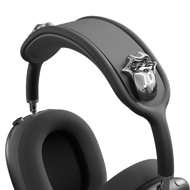 Apple Headphones AirPods Max Headband Protective Cover with Cross Decoration — 【Black Head Beams] Silver Big Tongue