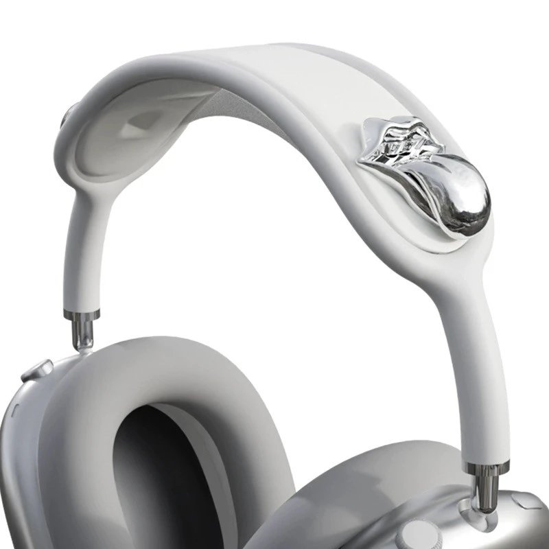 Apple Headphones AirPods Max Headband Protective Cover with Cross Decoration — 【White Head Beams] Silver Big Tongue