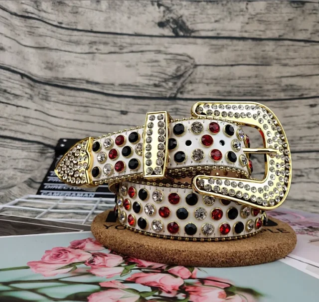 b.b. Simon Belts Rhinestone-studded belt with oversized buckle product detail image 3