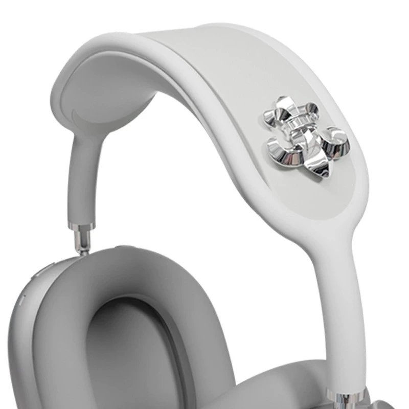 Apple Headphones AirPods Max Headband Protective Cover with Cross Decoration — 【White Head Beam] Silver Scout Flower