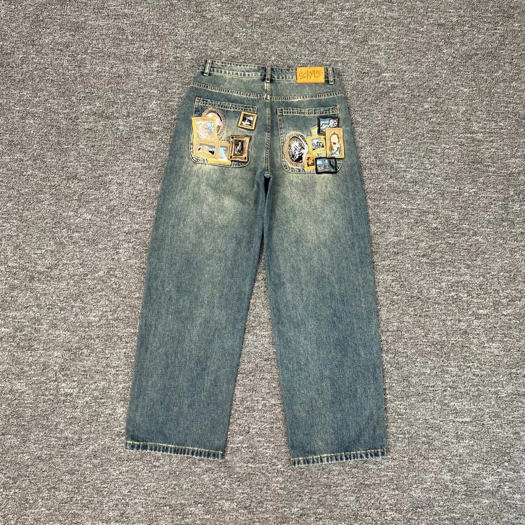 Derschutze Jeans Wide-leg with embroidered graphic back pockets image 3