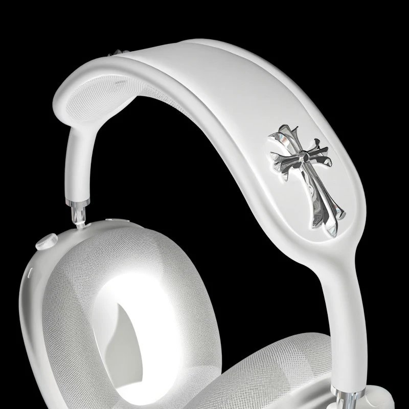 Apple Headphones AirPods Max Headband Protective Cover with Cross Decoration — 【White Head Beams] Silver Cross