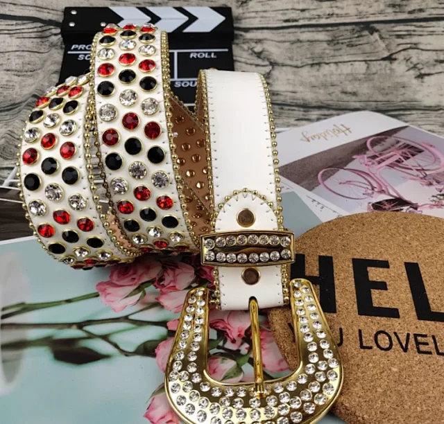 b.b. Simon Belts Rhinestone-studded belt with oversized buckle product detail image 2