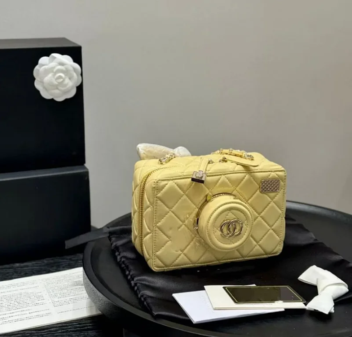 Chanel Crossbody Bags Quilted camera-style mini chain bag — Yellow