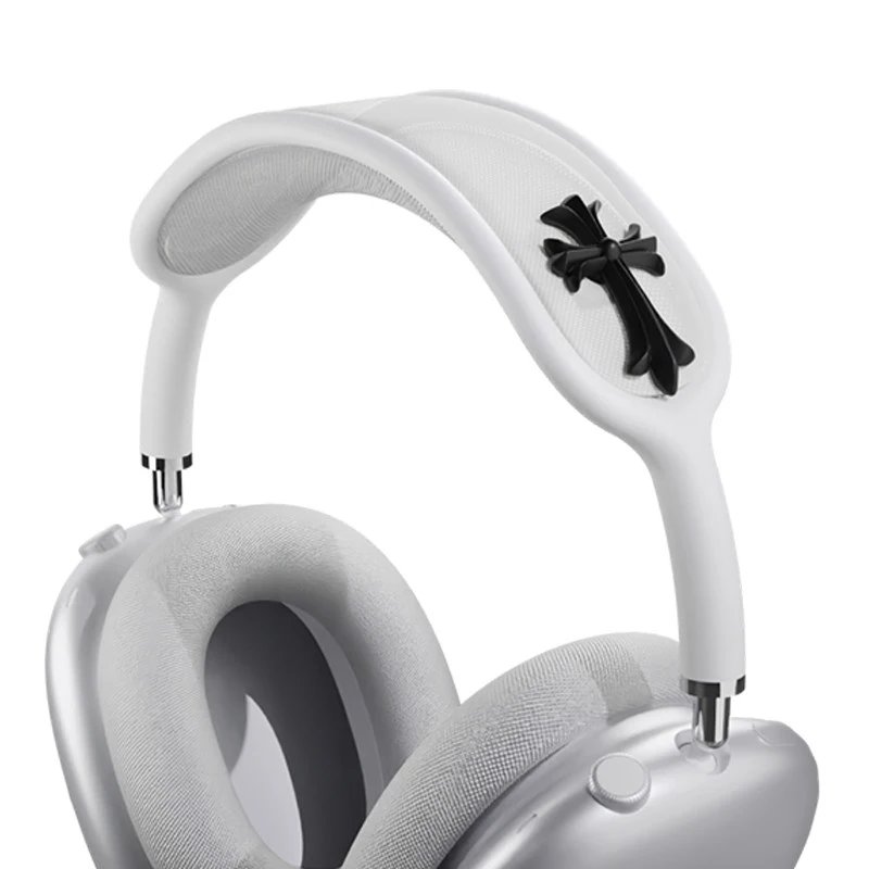 Apple Headphones AirPods Max Headband Protective Cover with Cross Decoration — 【White Head Beams] Black Cross