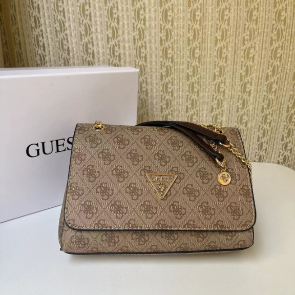 GUESS Crossbody Bags Triangle Logo Flap Chain Bag — Khaki