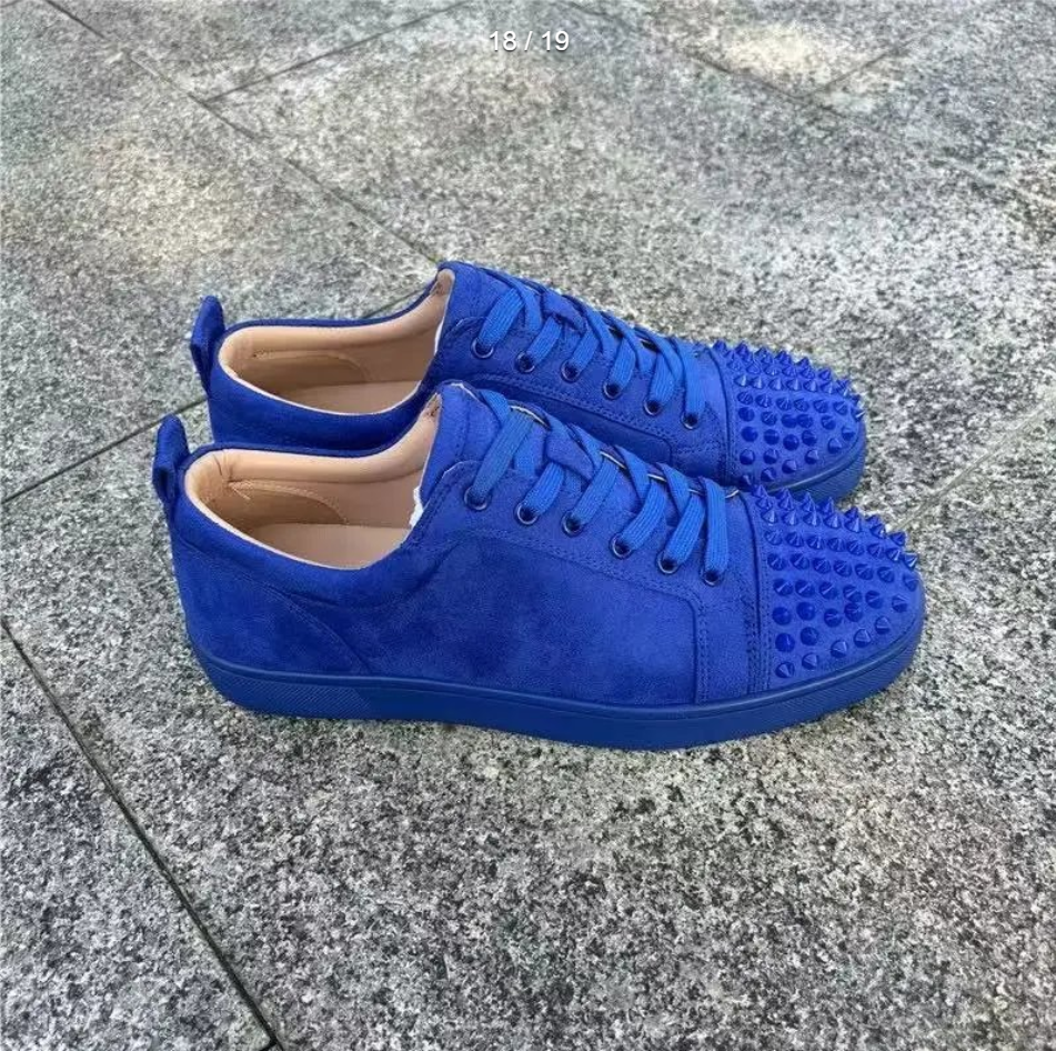Unbranded Sneakers Low-Top Lace-Up with Studded Toe Cap — Dark blue suede studs