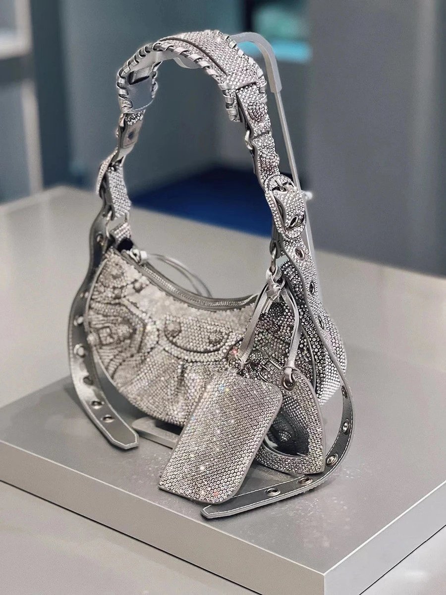 Unbranded Crossbody Bags Rhinestone-Embellished Buckle Bag — Silver