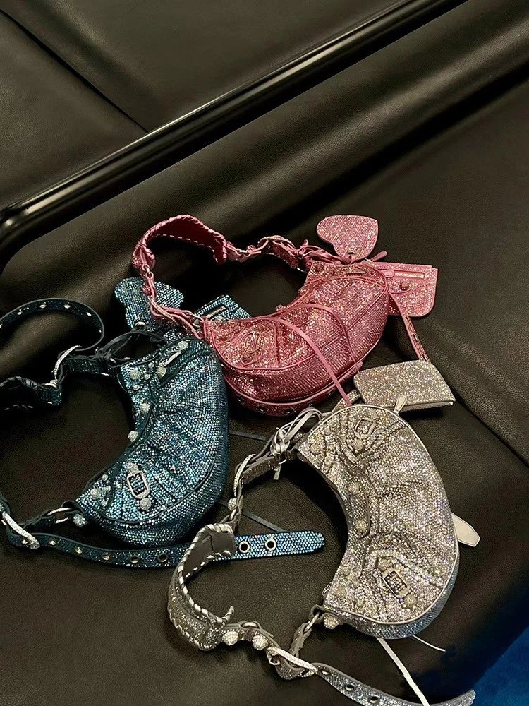 Unbranded Crossbody Bags Rhinestone-Embellished Buckle Bag — Pink