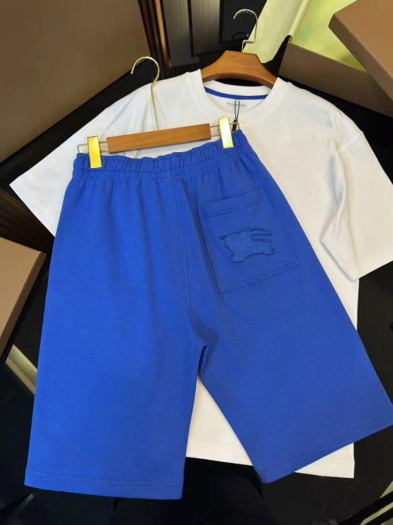 Unbranded Shorts Elastic-Waist Drawstring with Patch Pocket — Blue [High Version]