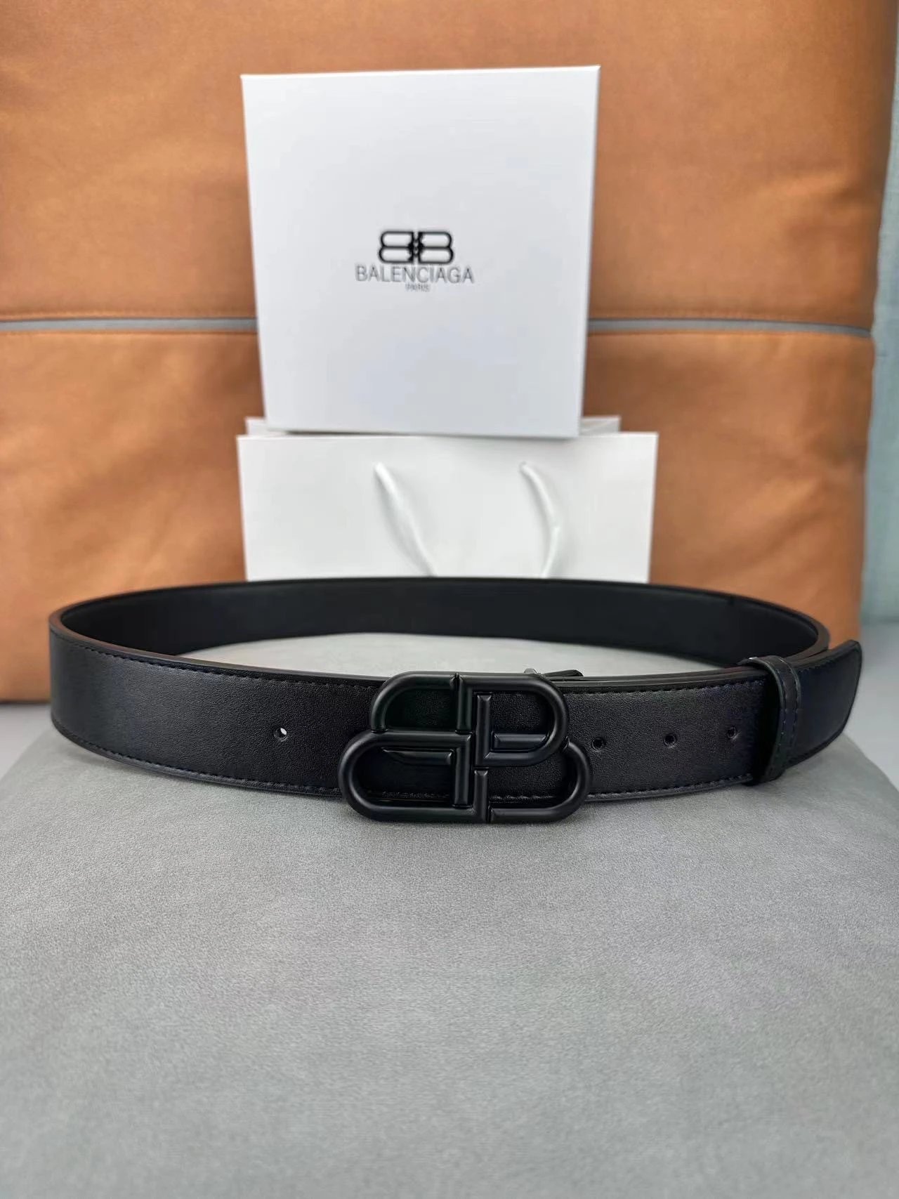 Balenciaga Belts Double-B Buckle — 4.0 Black button
