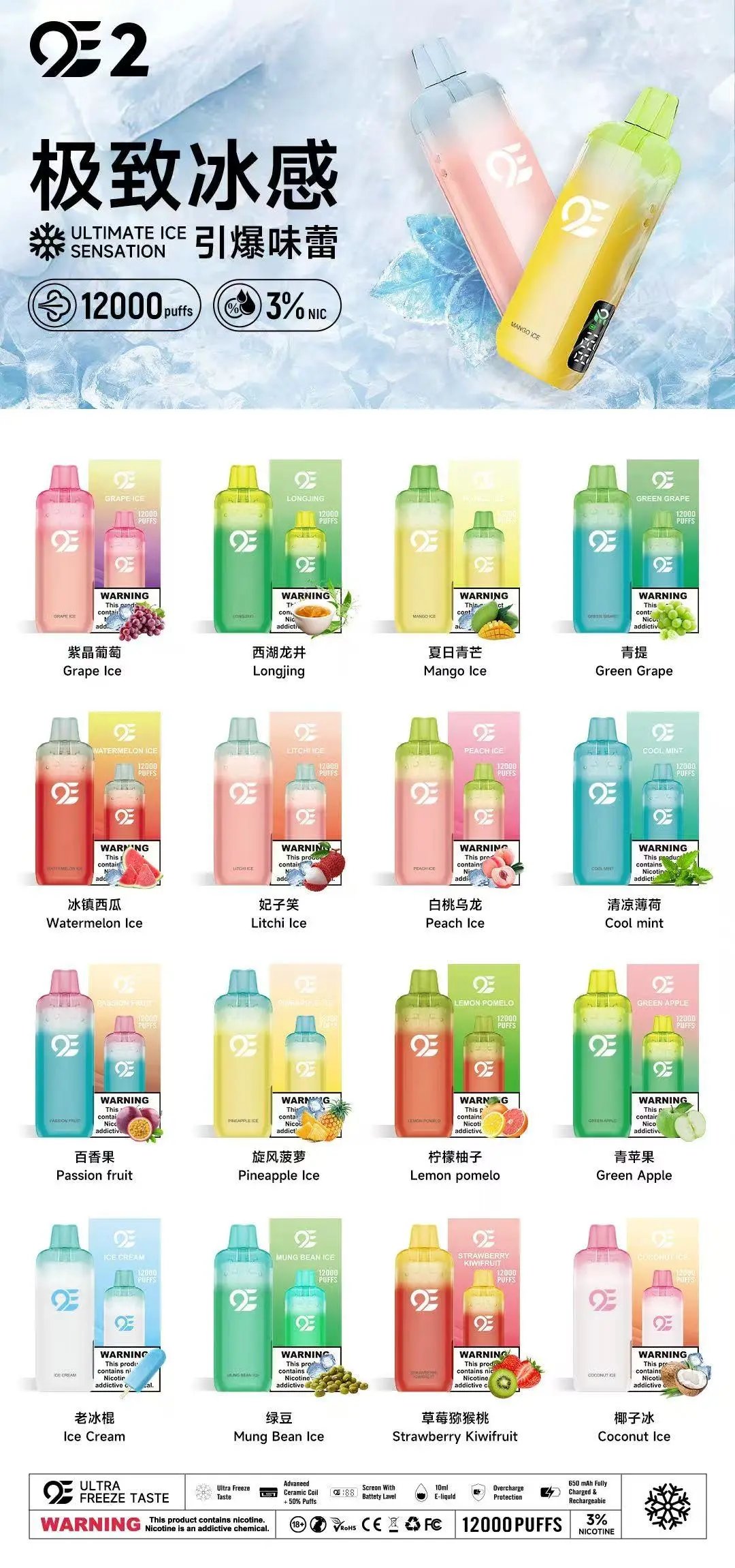 OE2 Grape Ice Disposable Vape