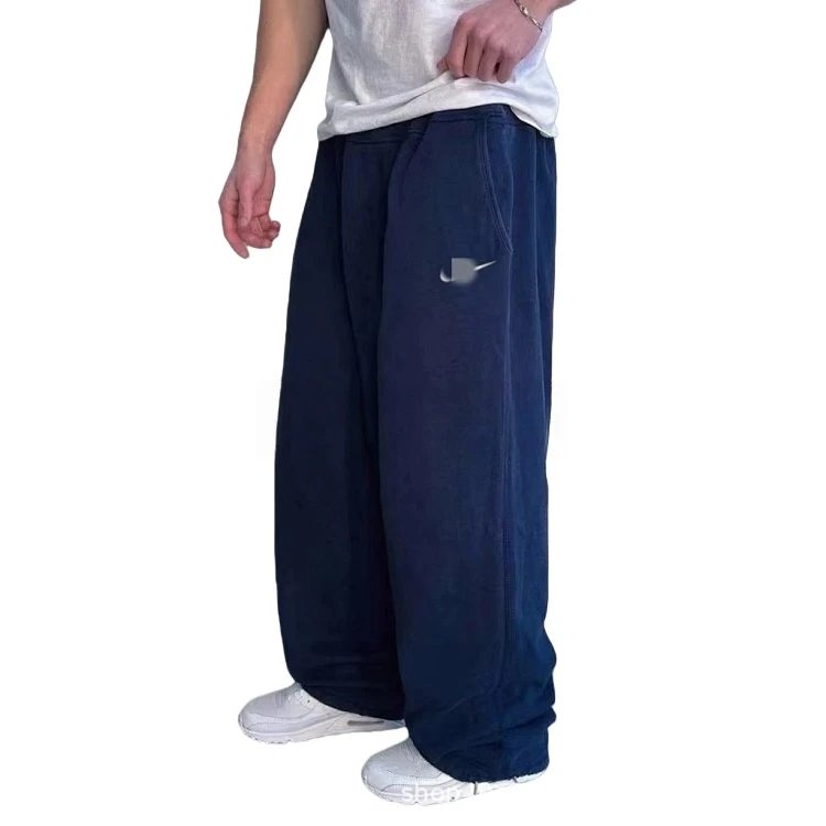 Couple wide-leg casual sweatpants with soft embroidery
