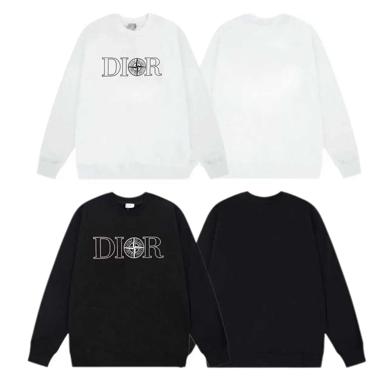 Top OEM Quality "D2002 Di * O 2025SS Autumn/Winter Round Neck Hoodie Stone Island Co branded Print