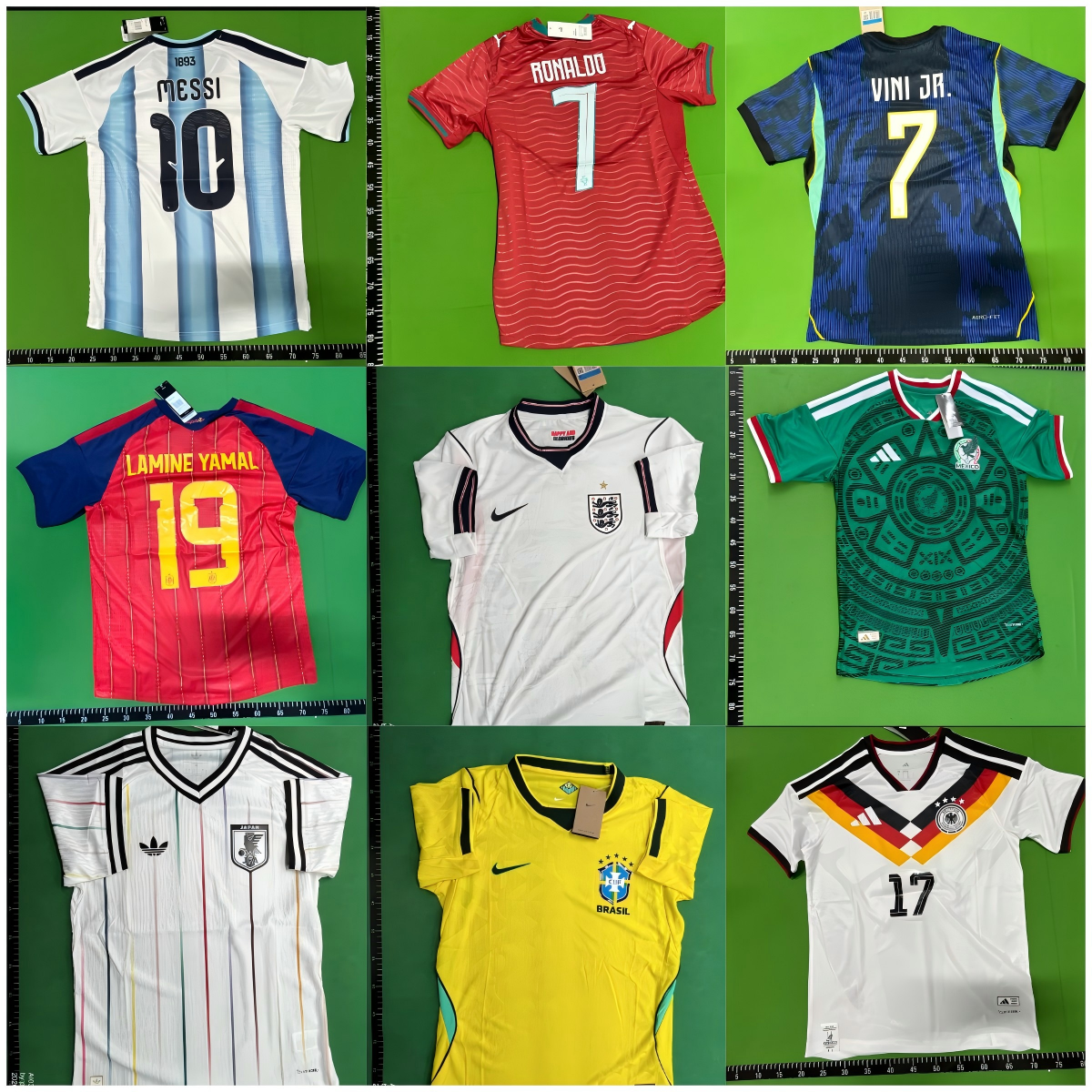 Short-sleeve football jersey with printed name number crest stripes