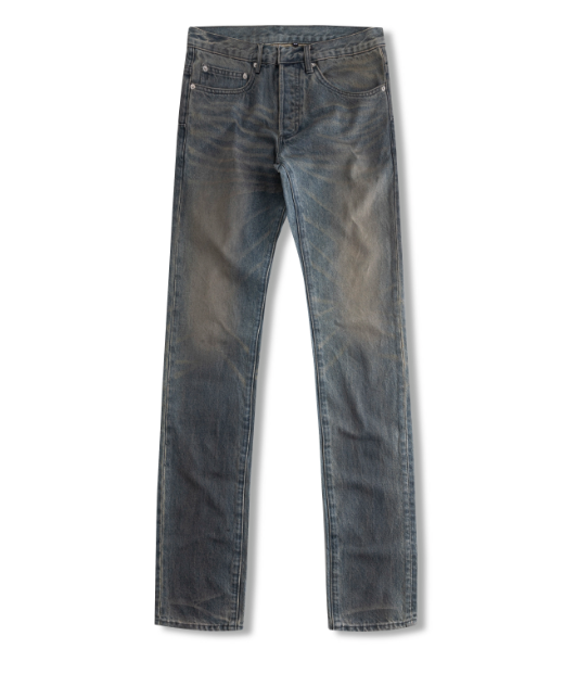 Slate Grey Slim Fit Whiskered Distressed Jeans - vet