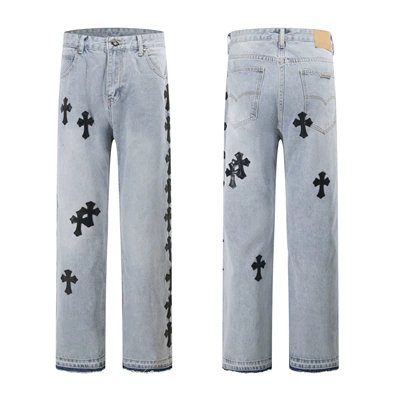 Design Floral Print Flared Jeans Blue - 4