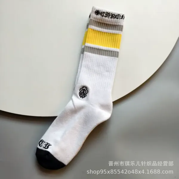 Design Crew Sock White Yellow Stripe Socks - 1