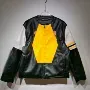 Design Leather Racing Jacket Yellow Black - 1