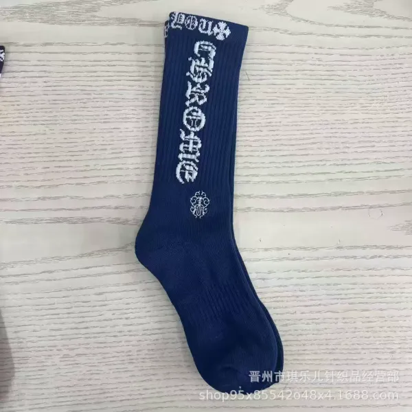 Chrome Hearts Logo Sock Navy Blue Socks - 1